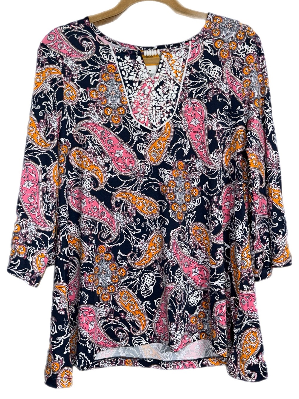 Ruby Rd. - Paisley Beaded Neck Tunic - Stretch Knit - Size Medium - Picture 5 of 8